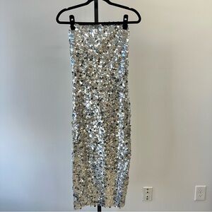 B Darlin Shimmering Silver Sequin Dress size M